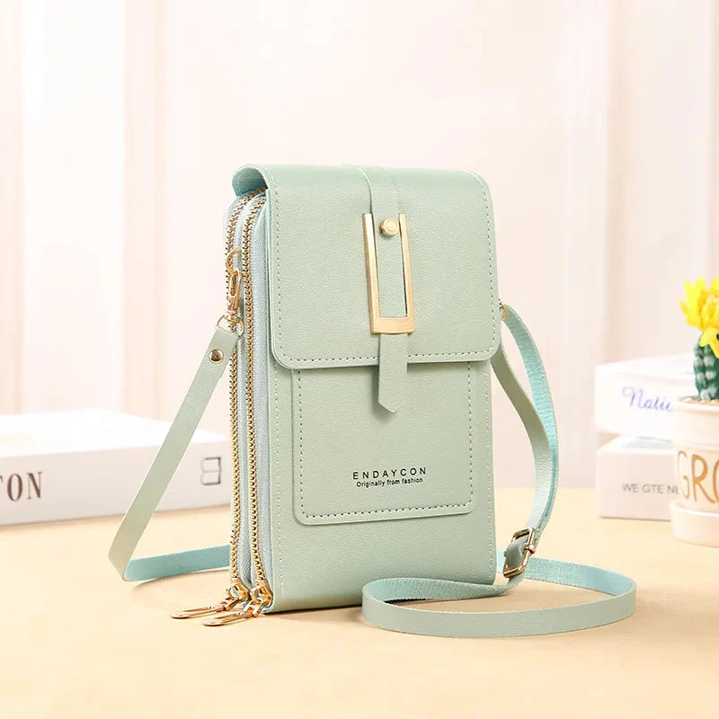 CALORA_ Dames Vegan Leren Telefoontas Met Praktische Compartimenten