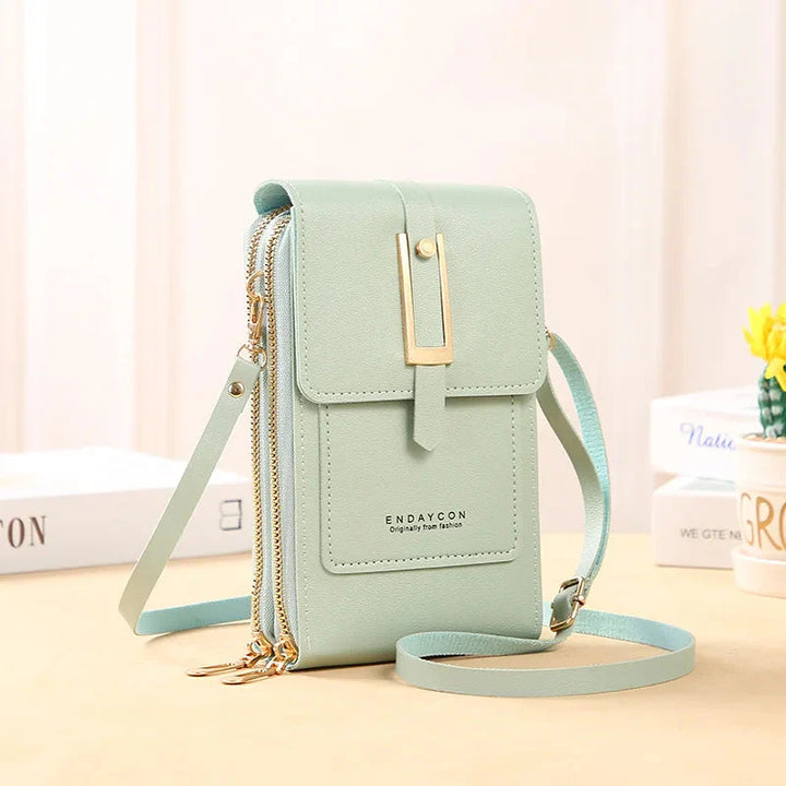 CALORA_ Dames Vegan Leren Telefoontas Met Praktische Compartimenten