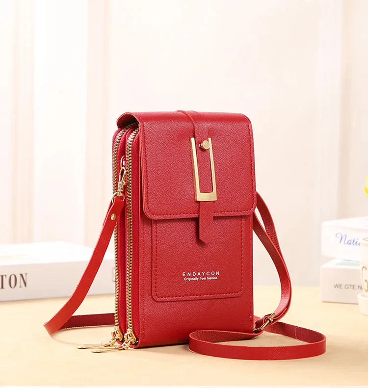 CALORA_ Dames Vegan Leren Telefoontas Met Praktische Compartimenten