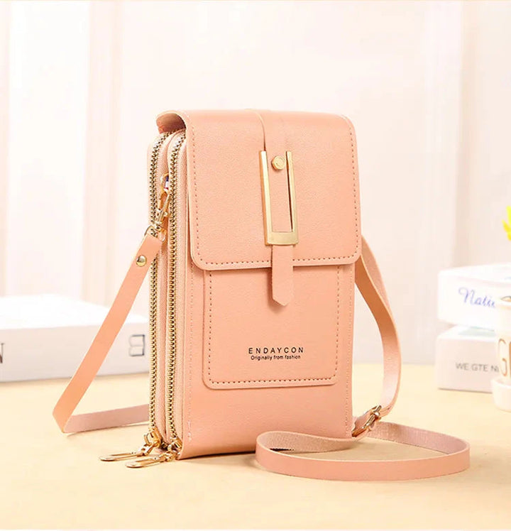 CALORA_ Dames Vegan Leren Telefoontas Met Praktische Compartimenten