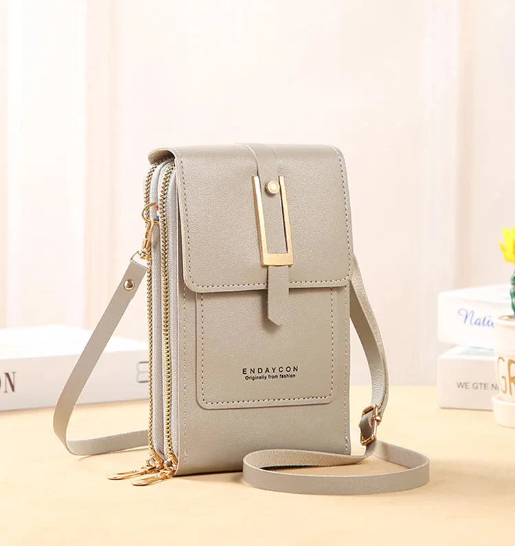 CALORA_ Dames Vegan Leren Telefoontas Met Praktische Compartimenten