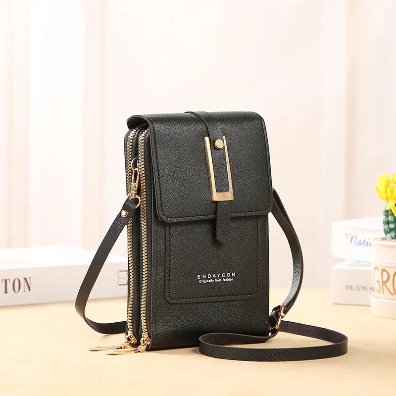 CALORA_ Dames Vegan Leren Telefoontas Met Praktische Compartimenten