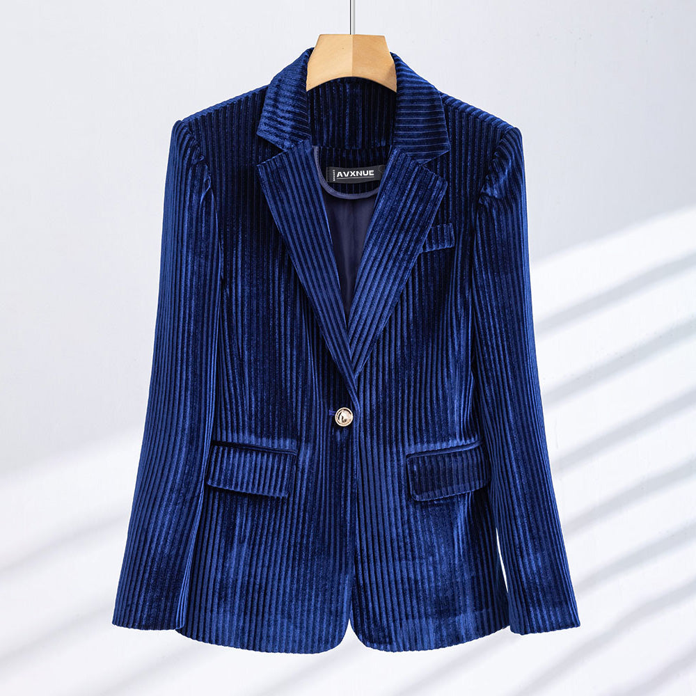 CALORA_ Dames Velours Curduroy Blazer met Tailored Fit en Enkele Knoopsluiting
