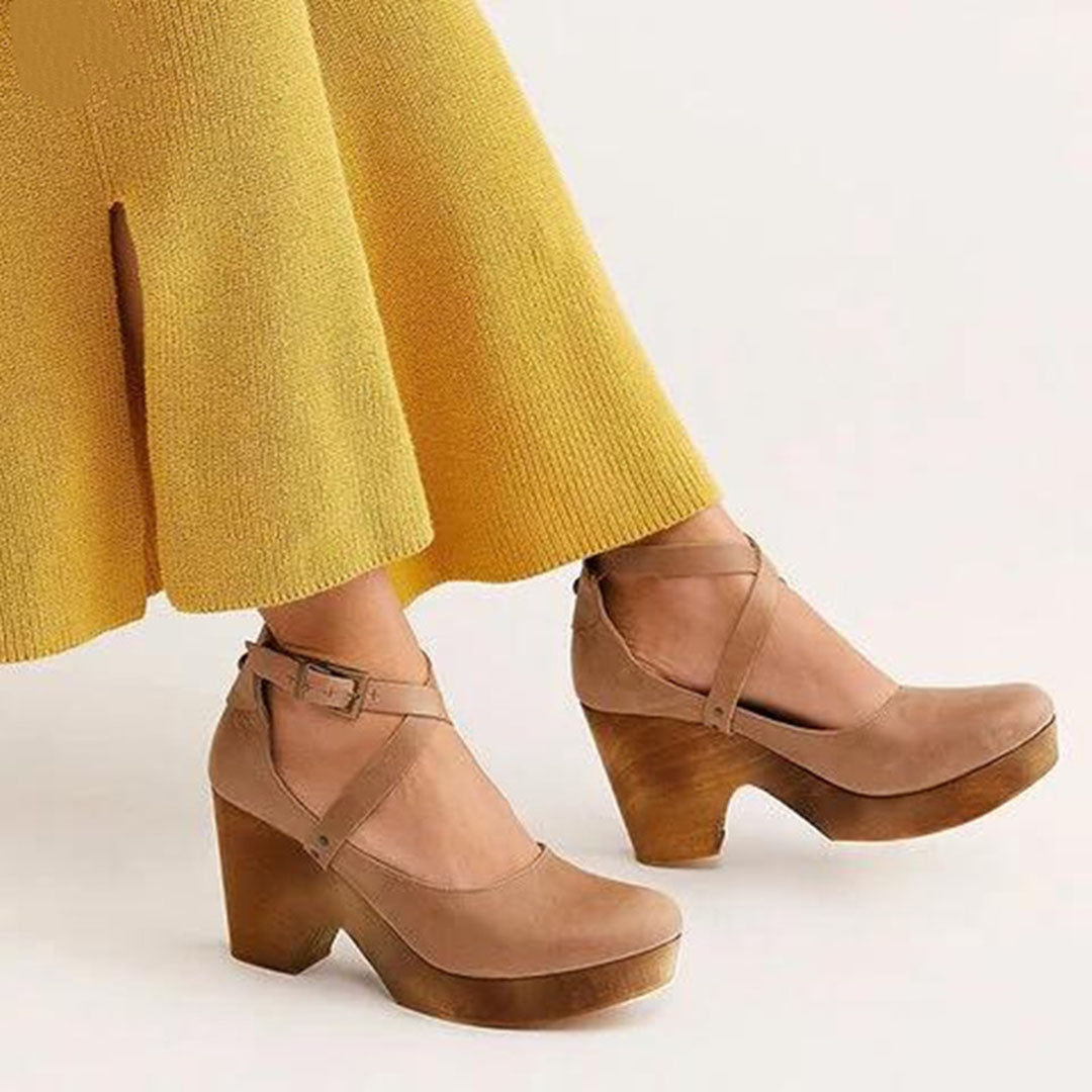 CALORA_ Dames Wedge Heel Sandalen met Gesloten Neus en Enkelbandje