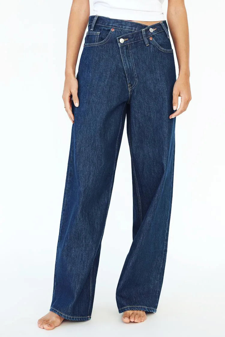 CALORA_ Dames Wijde Jeans Met Relaxed Fit Denim Volledige Lengte