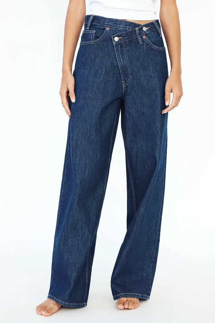 CALORA_ Dames Wijde Jeans Met Relaxed Fit Denim Volledige Lengte