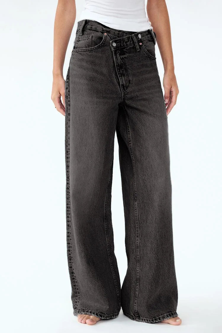 CALORA_ Dames Wijde Jeans Met Relaxed Fit Denim Volledige Lengte