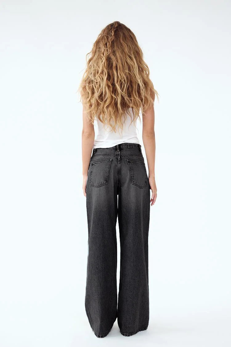 CALORA_ Dames Wijde Jeans Met Relaxed Fit Denim Volledige Lengte