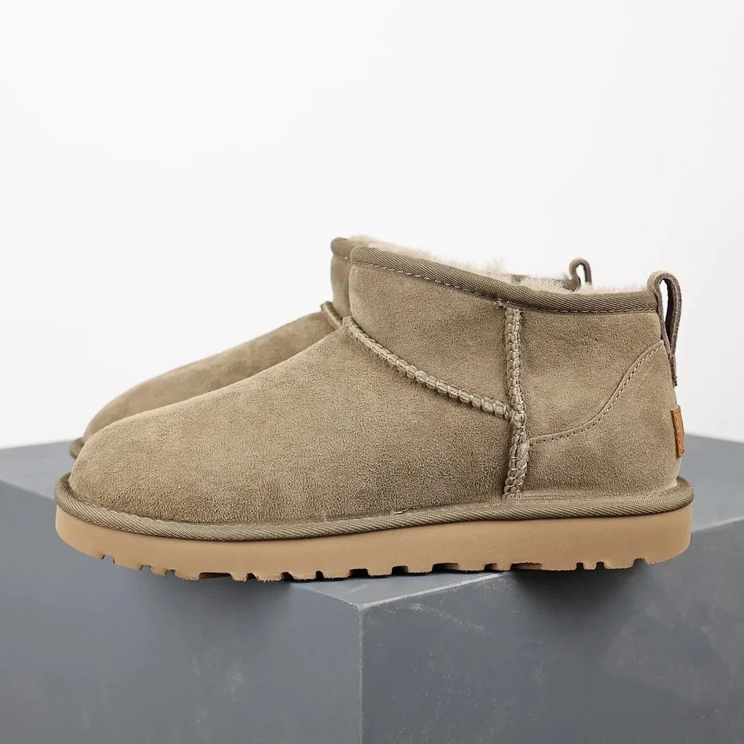 CALORA_ Dames Winter Enkellaarsjes Met Bontvoering Zwarte Platform