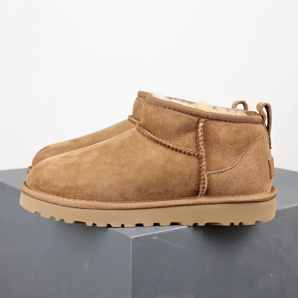 CALORA_ Dames Winter Enkellaarsjes Met Bontvoering Zwarte Platform