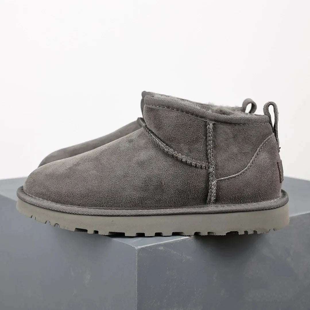 CALORA_ Dames Winter Enkellaarsjes Met Bontvoering Zwarte Platform