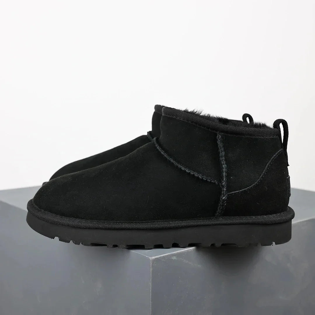 CALORA_ Dames Winter Enkellaarsjes Met Bontvoering Zwarte Platform