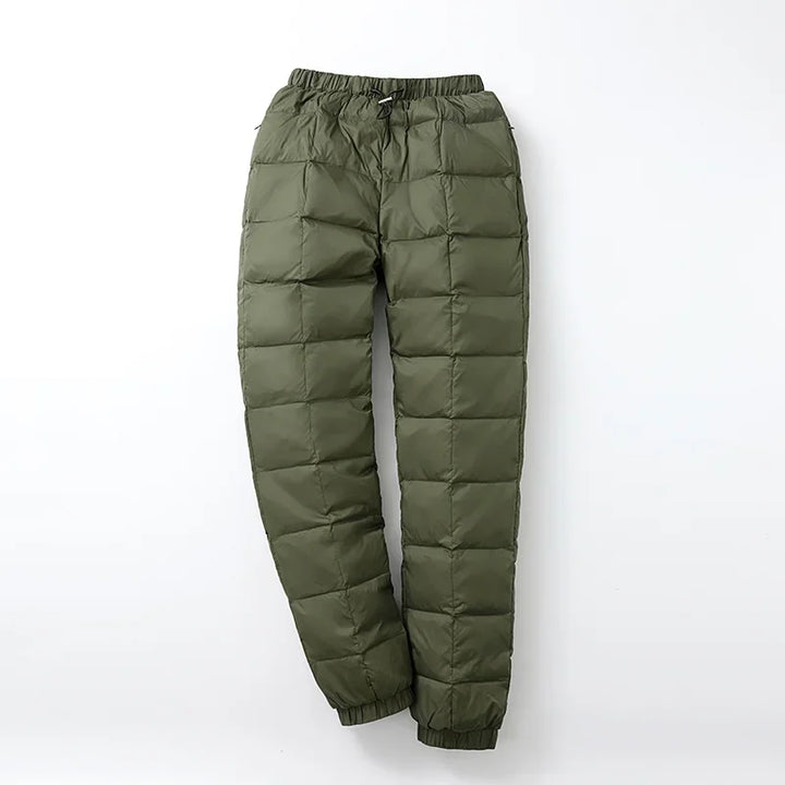 Dames winter hoge taille puffer rechte Broek-Pantalons-Calora-Legergroen-M-Calora