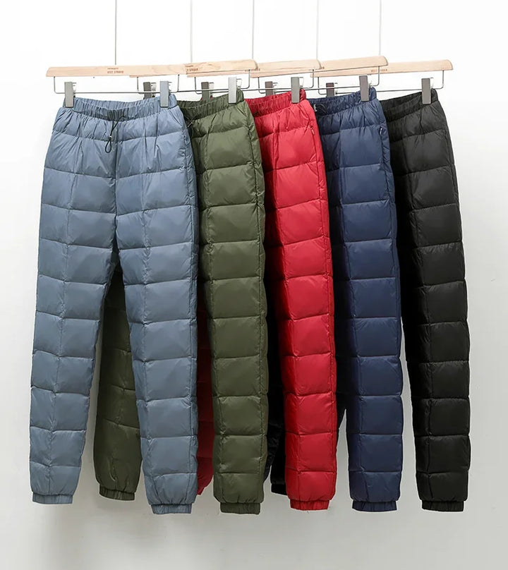 Dames winter hoge taille puffer rechte Broek-Pantalons-Calora-Marineblauw-M-Calora