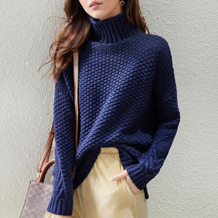 Dames winter losse gebreide trui verdikte top-Blazers & Vesten-Calora-Blauw-Eén maat-Calora