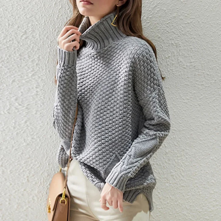 Dames winter losse gebreide trui verdikte top-Blazers & Vesten-Calora-Grijs-Eén maat-Calora