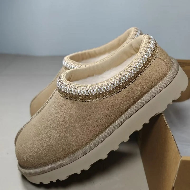 CALORA_ Dames Winter Ultra Mini Plateau Enkellaarsjes Met Bont