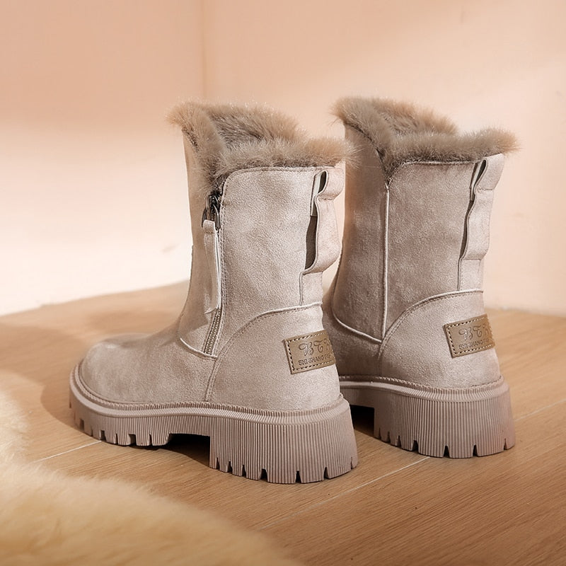 CALORA_ Dames Winterlaarzen Warm Gevoerd Met Bont Voor Comfort
