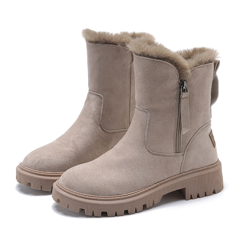 CALORA_ Dames Winterlaarzen Warm Gevoerd Met Bont Voor Comfort