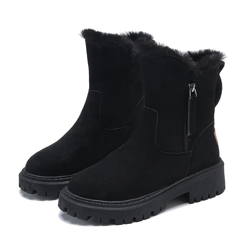 CALORA_ Dames Winterlaarzen Warm Gevoerd Met Bont Voor Comfort