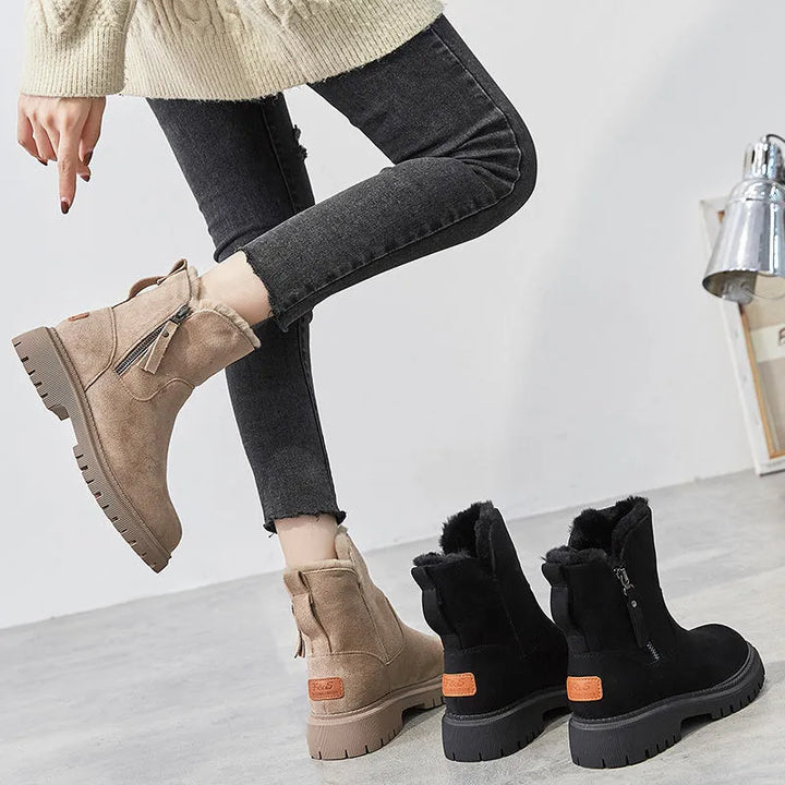 CALORA_ Dames Winterlaarzen Warm Gevoerd Met Bont Voor Comfort