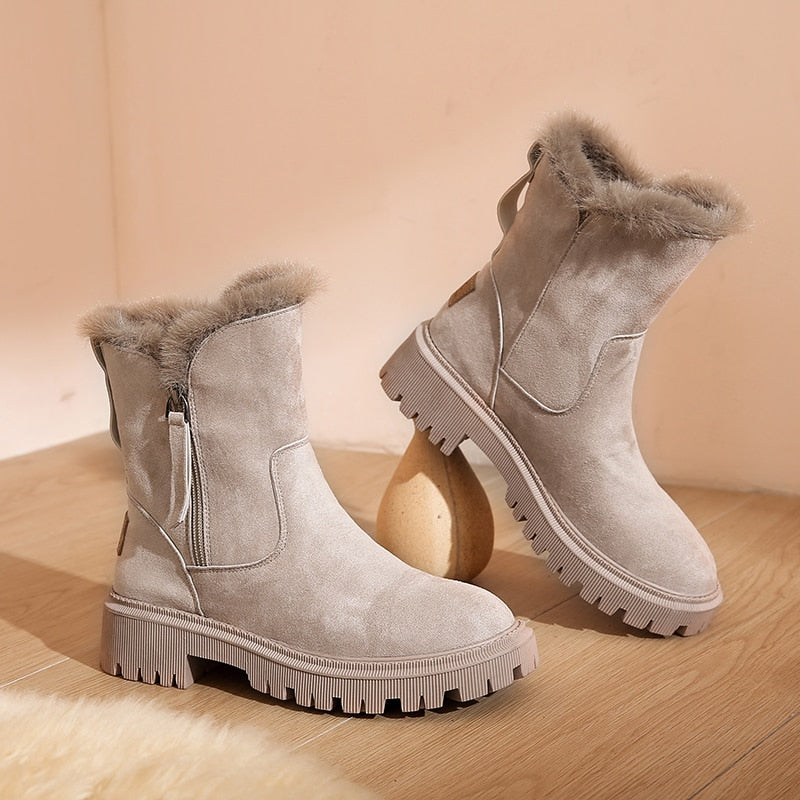 CALORA_ Dames Winterlaarzen Warm Gevoerd Met Bont Voor Comfort