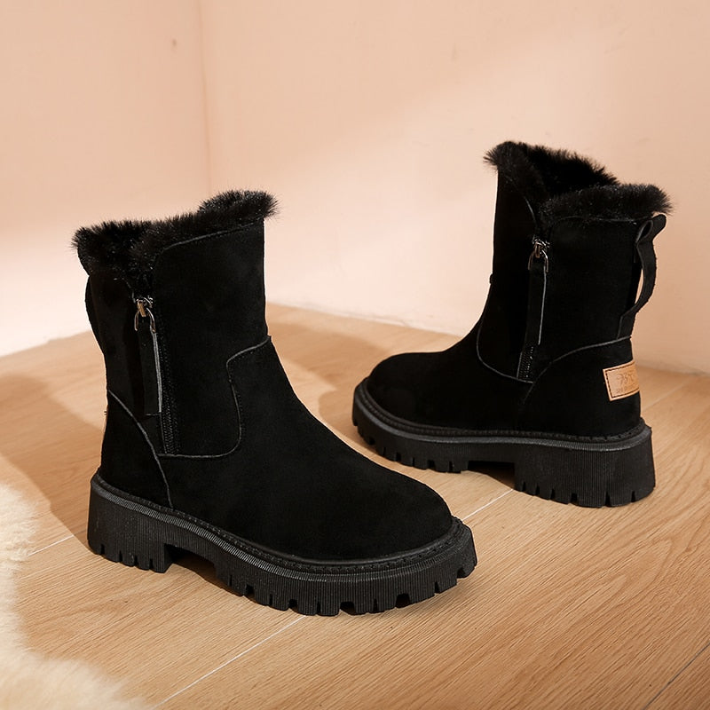 CALORA_ Dames Winterlaarzen Warm Gevoerd Met Bont Voor Comfort