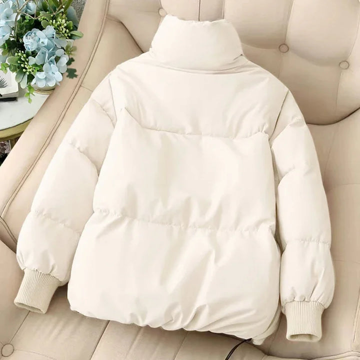 Dames winterpufferjas met rits en inkeping in de hals-Zomer Jassen-Calora-Wit-S-Calora