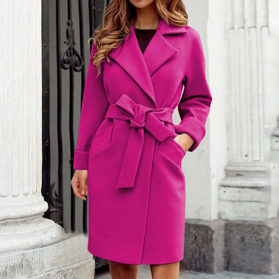 Dames Wollen Trenchcoat van Gemiddelde Lengte voor de Winter-trenchcoat dames-Calora-Felroze-S-Calora