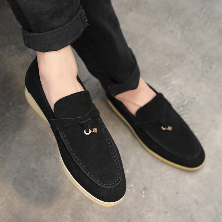 Davide | Luxueuze suede Loafers instappers met Tassel-Loafers-Calora-Beige-39-Calora