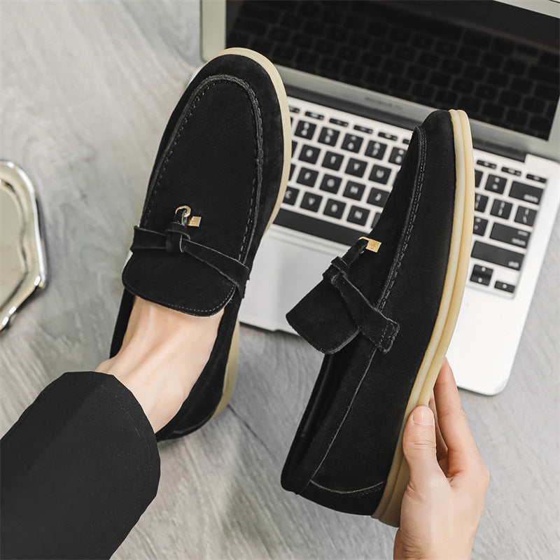 Davide | Luxueuze suede Loafers instappers met Tassel-Loafers-Calora-Beige-39-Calora