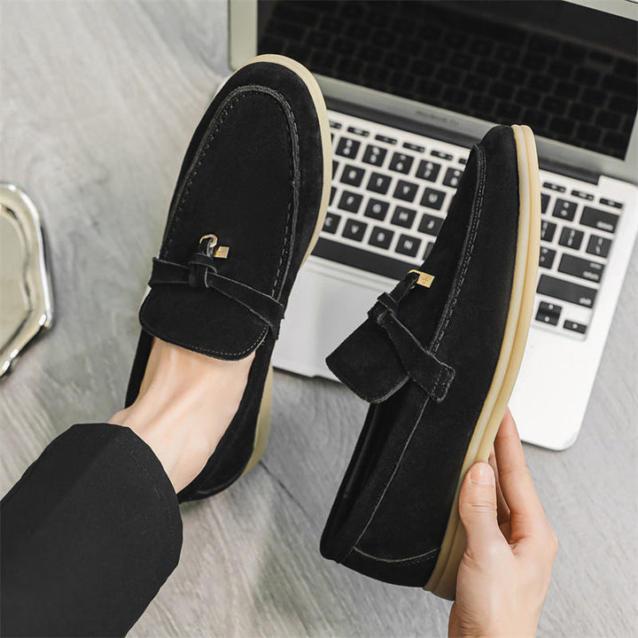 Davide | Luxueuze suede Loafers instappers met Tassel-Loafers-Calora-Beige-39-Calora