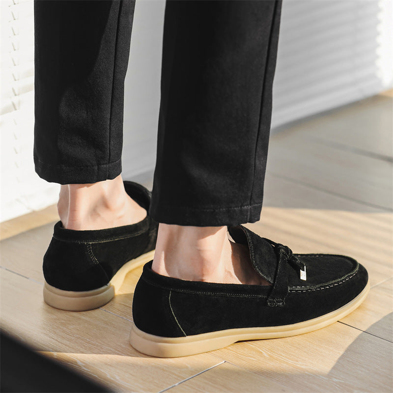 Davide | Luxueuze suede Loafers instappers met Tassel-Loafers-Calora-Beige-39-Calora