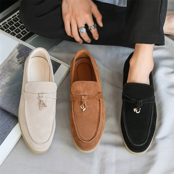 Davide | Luxueuze suede Loafers instappers met Tassel-Loafers-Calora-Beige-39-Calora