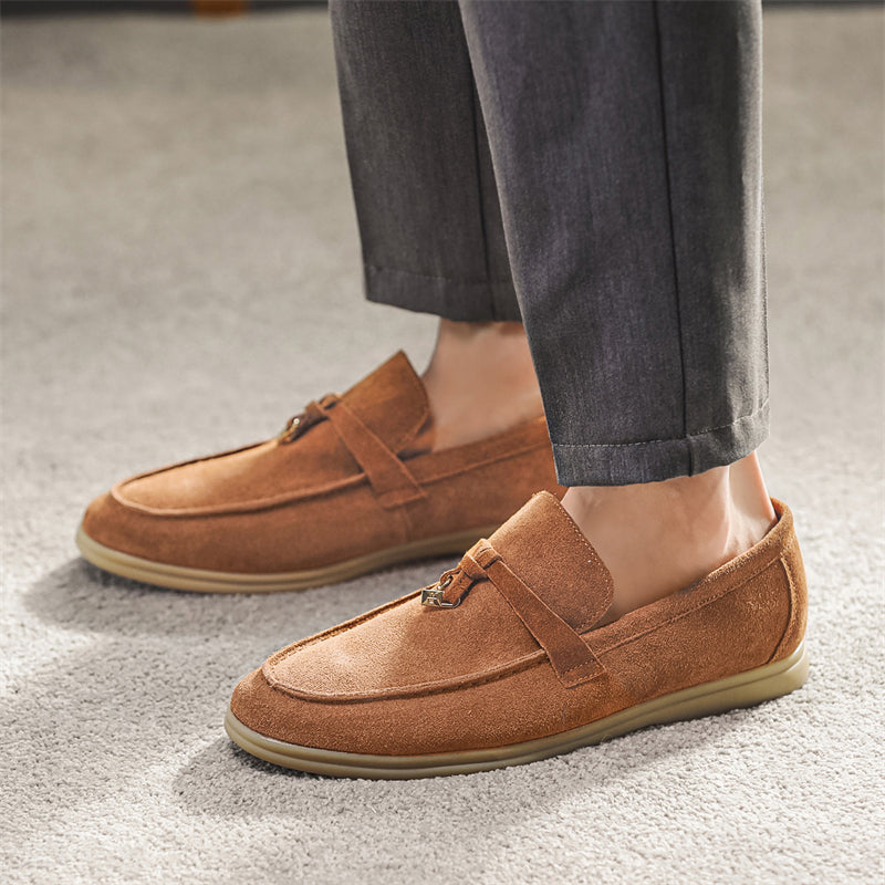 Davide | Luxueuze suede Loafers instappers met Tassel-Loafers-Calora-Beige-39-Calora
