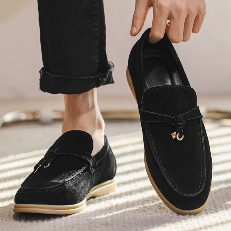 Davide | Luxueuze suede Loafers instappers met Tassel-Loafers-Calora-Beige-39-Calora