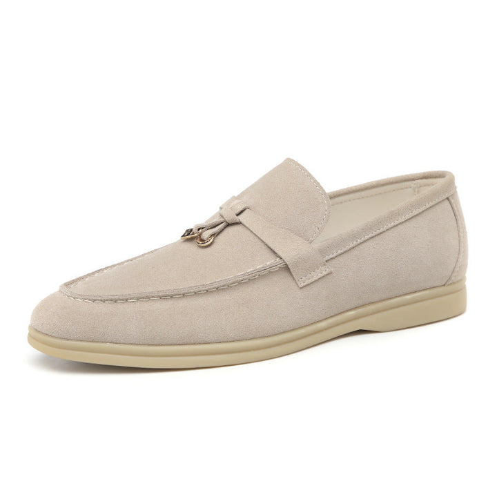 Davide | Luxueuze suede Loafers instappers met Tassel-Loafers-Calora-Beige-39-Calora