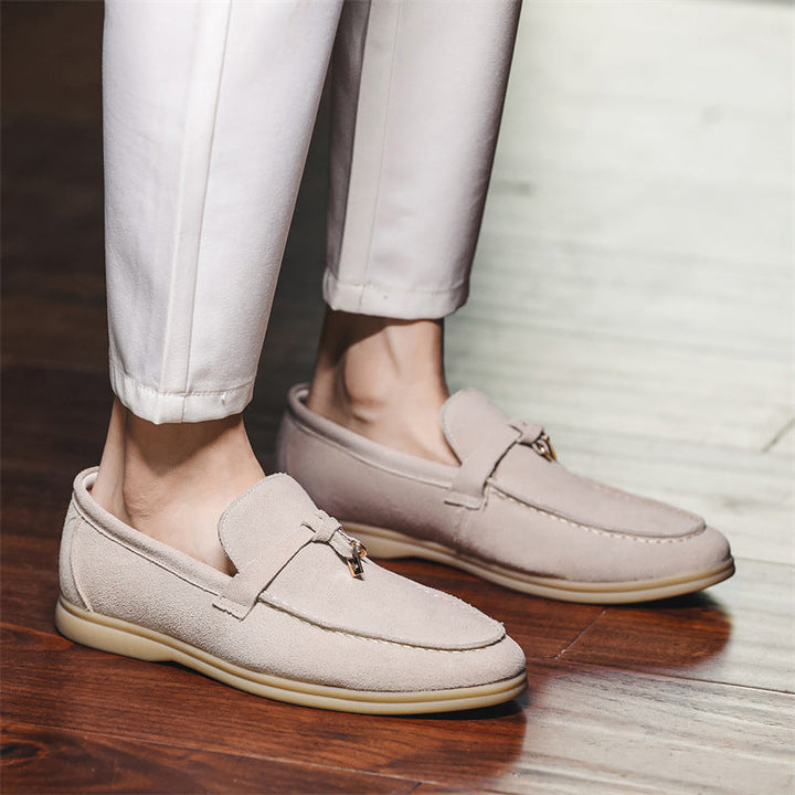 Davide | Luxueuze suede Loafers instappers met Tassel-Loafers-Calora-Beige-39-Calora