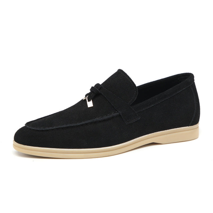 Davide | Luxueuze suede Loafers instappers met Tassel-Loafers-Calora-Zwart-39-Calora