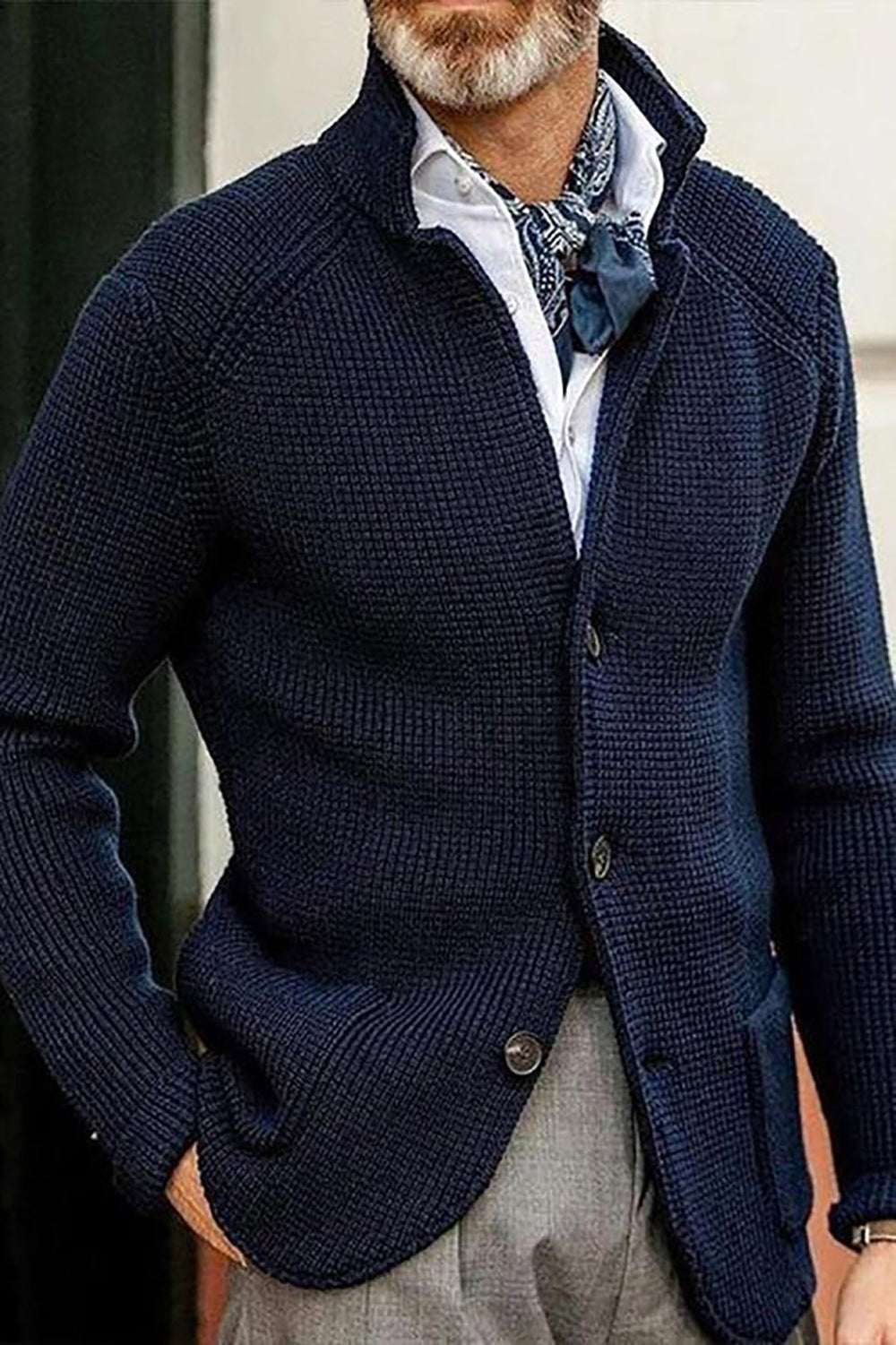 Dean | klassiek gebreid vest-Blazers & Vesten-Calora-Blauw-S-Calora