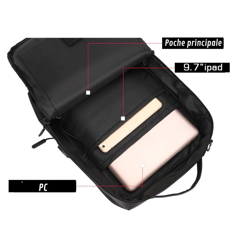 CALORA_ Delavoy | Waterdichte Laptoprugzak Aktetas tot 15,6 inch met USB 3.0-poort