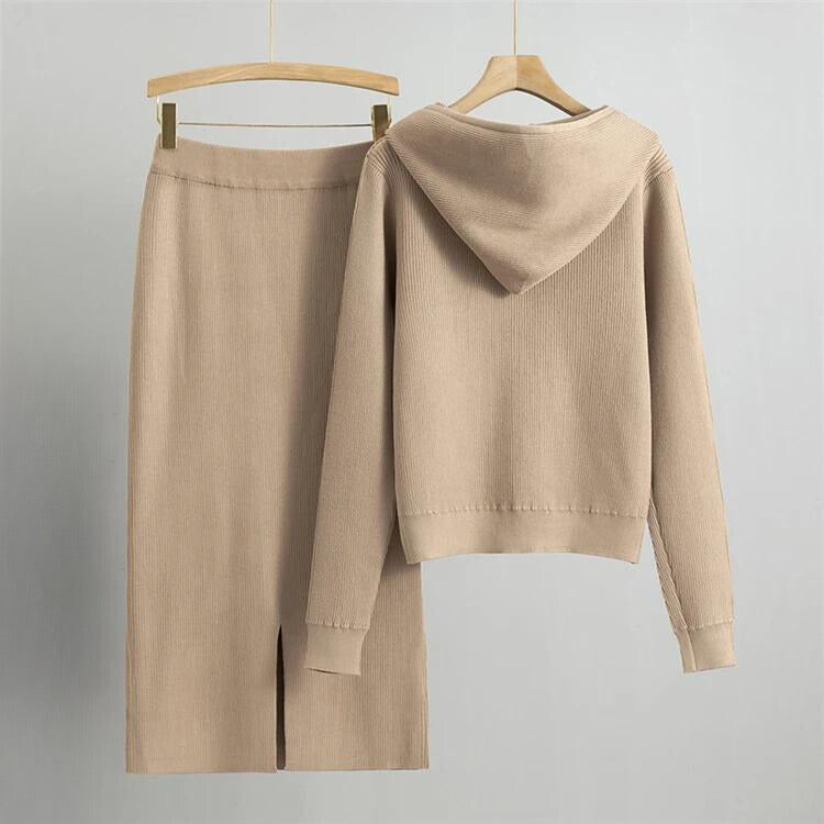 Diamant hoodie vest rok set-Sets & Pakken-Calora-Roze-Eén maat-Calora