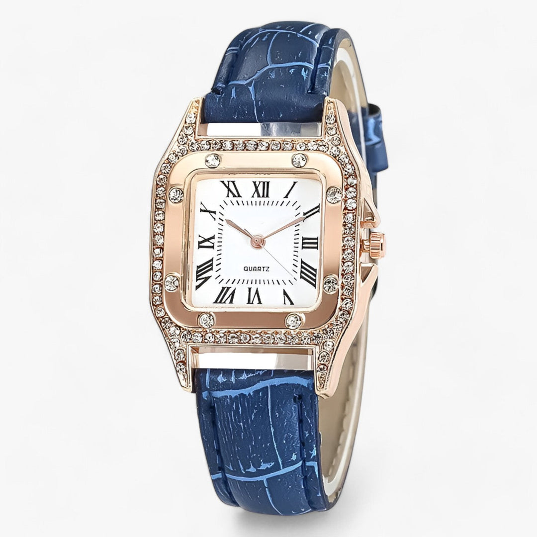 Diamanten Quartz-Leder Horloge-Horloges-Calora-Bruin-Calora