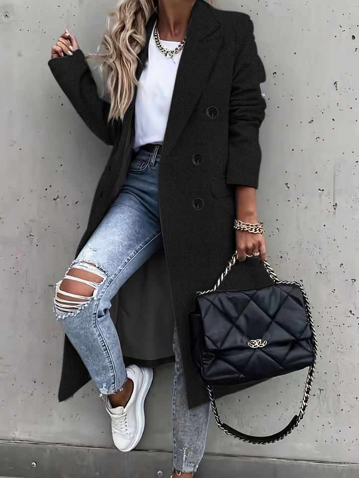 Diane | Elegante trenchcoat met knopen voor dames-Zomer Jassen-Calora-Zwart-S-Calora
