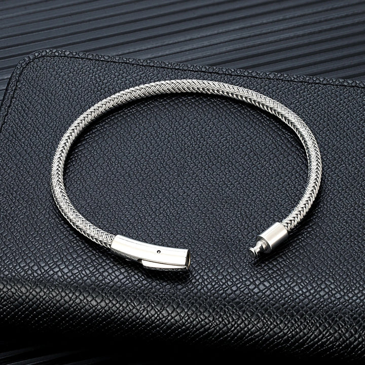 Dik Draad Koord Armband in rvs met klikopening-Armbanden-Calora-Zwart-21cm-Calora
