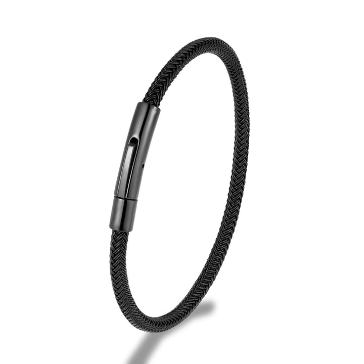 Dik Draad Koord Armband in rvs met klikopening-Armbanden-Calora-Zwart-21cm-Calora