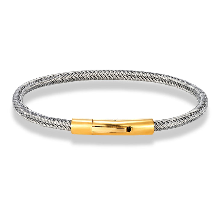 Dik Draad Koord Armband in rvs met klikopening-Armbanden-Calora-Zwart-21cm-Calora