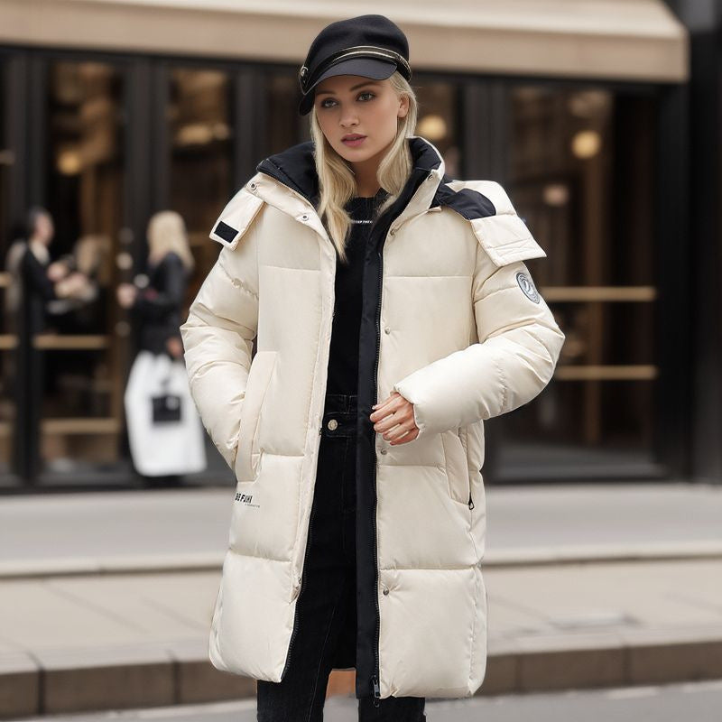 CALORA_ Dik Halflange Winterjas met Capuchon voor Dames in Grote Maten