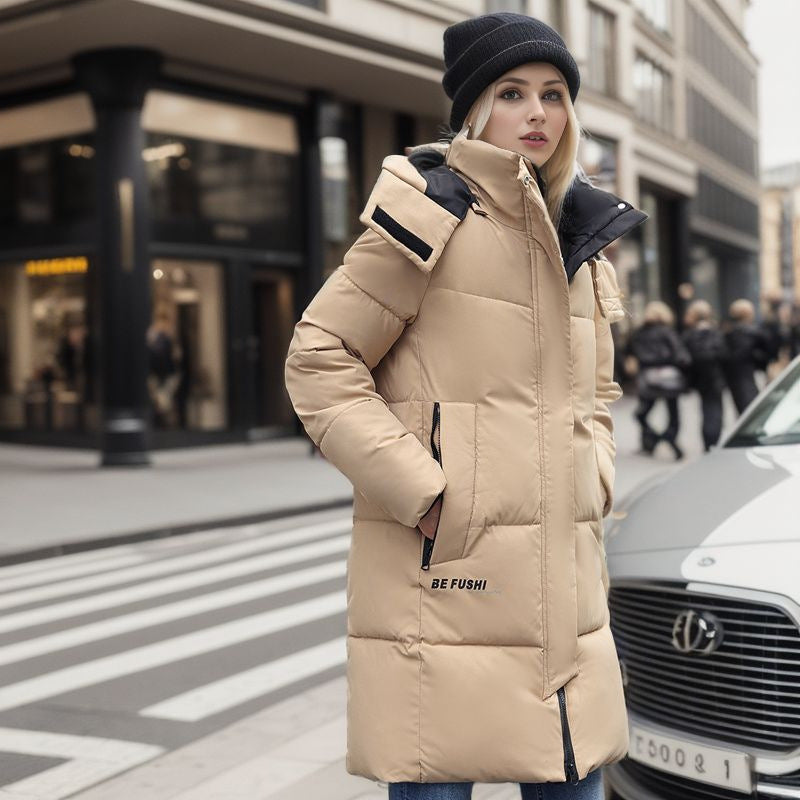 CALORA_ Dik Halflange Winterjas met Capuchon voor Dames in Grote Maten
