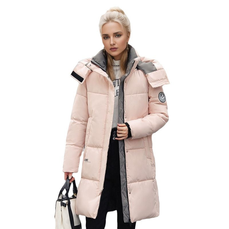 CALORA_ Dik Halflange Winterjas met Capuchon voor Dames in Grote Maten